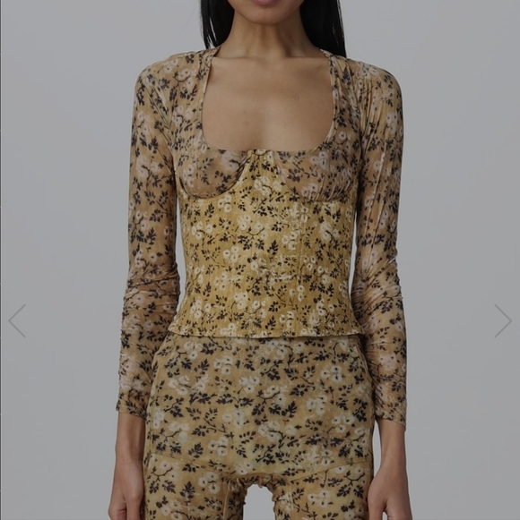 Knwls Tops - Knwls Scythe Corset Yellow Wallflower Floral Sheer Top - S